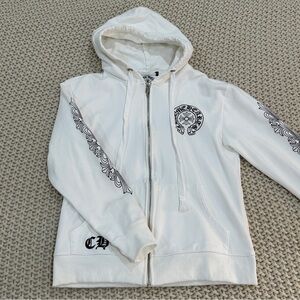 white chrome hearts los angeles zip up hoodie